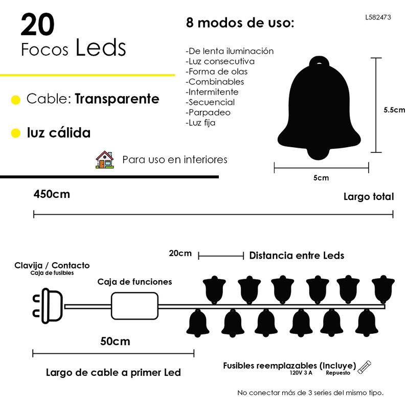 Serie con focos de Campana C&aacute;lida 20 focos, Luz... image number null