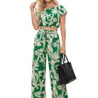 Conjunto 2 Piezas Off Shoulder Malabis Conj-071 Verde Con Pantalon Palazzo