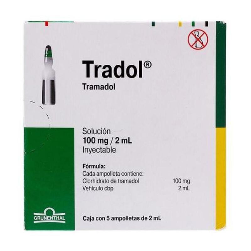 Tradol 100mg/2ml caja con 5 ampolletas de 2ml s... image number null