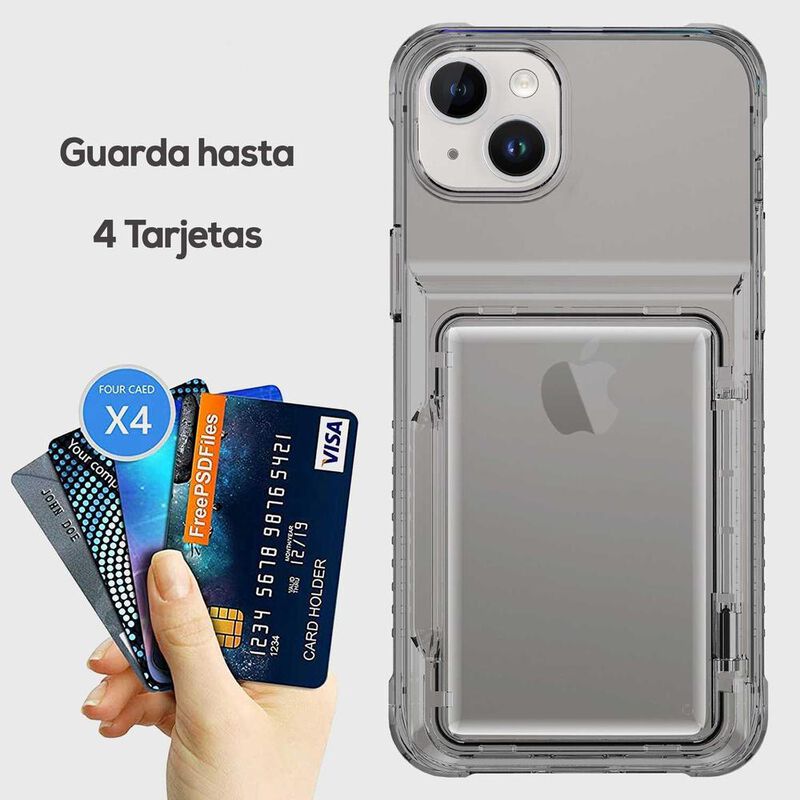 Funda TEKKU TPU Tarjetero para iPhone 15 Humo image number null