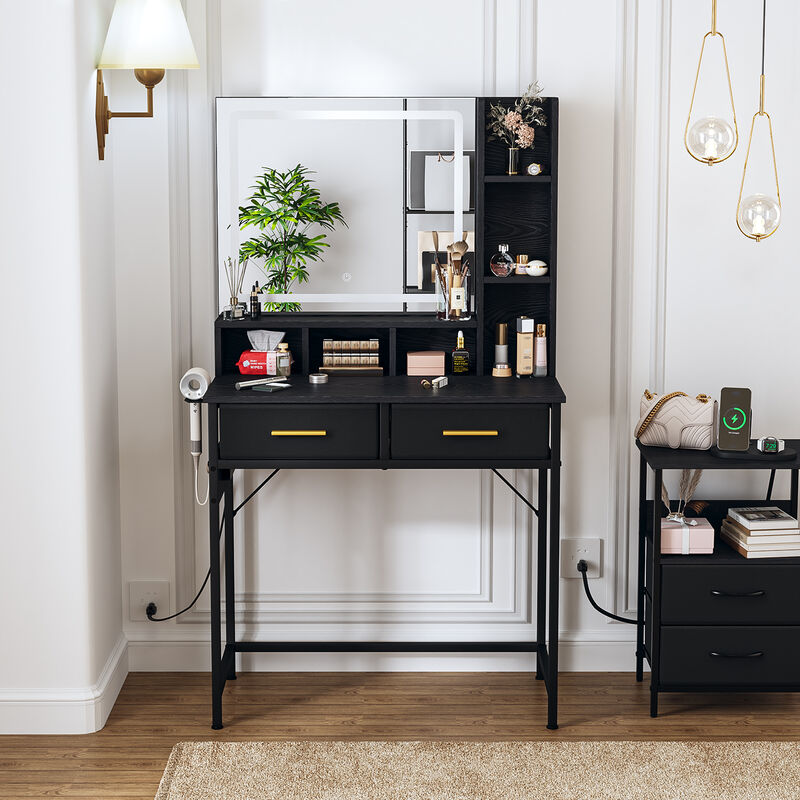 Tocador Maquillaje Negro con Espejo LED image number null