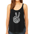 Tank Top Holgado Premium Word Art Para Mujer - Dedos de Paz Musicales- Negro