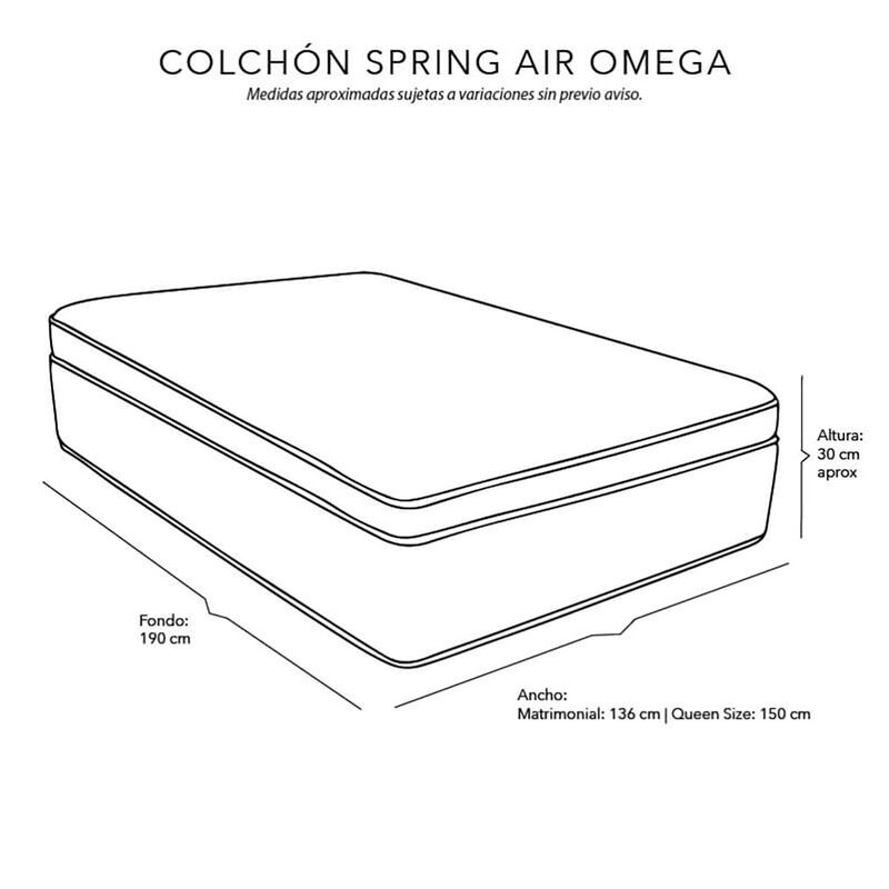 Colchón Queen Size Spring Air Omega+Sábanas Dic... image number null