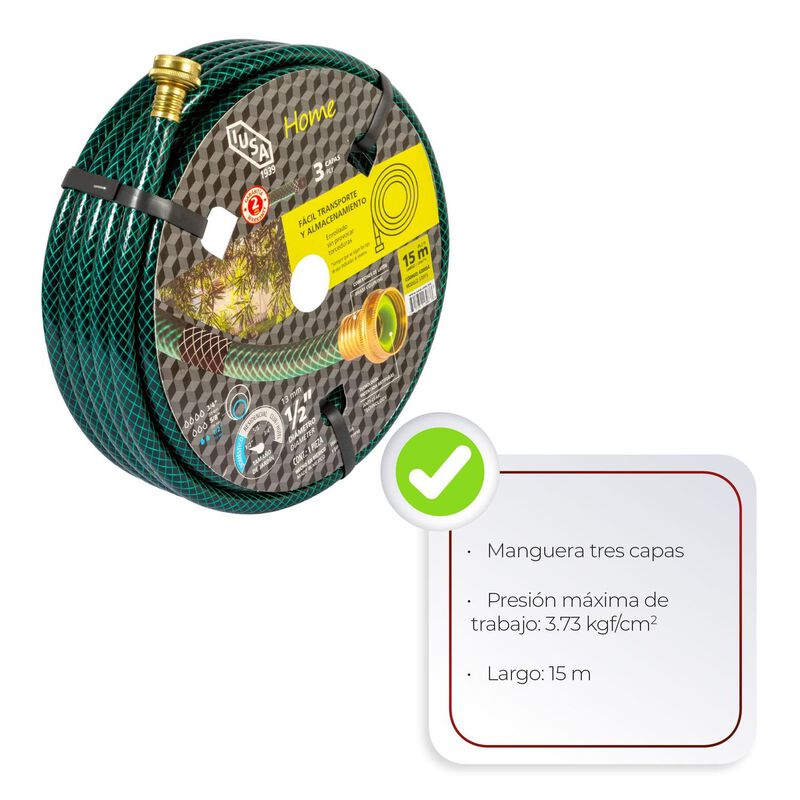 Manguera 15m Home Tricapa 1/2&rdquo; Con Conexiones D... image number null
