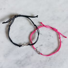 Set 2 pulseras infinito de plata con hilo negro y rosa