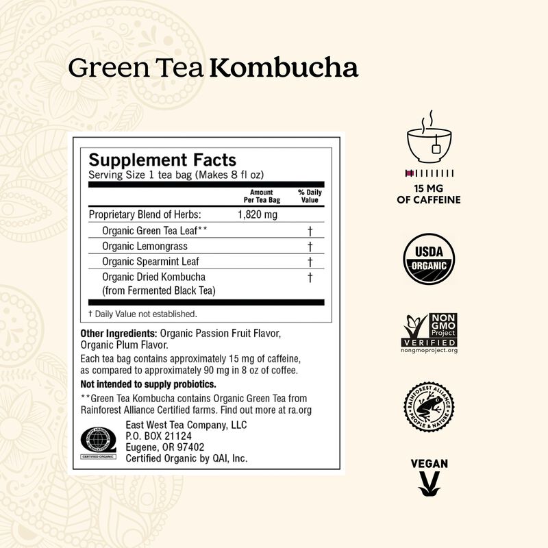 Tea Yogi Green Tea Kombucha Organic 96 Bolsas (... image number null