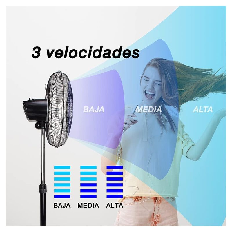 Mytek 3397 Ventilador de Pedestal 18" Metálico,... image number null