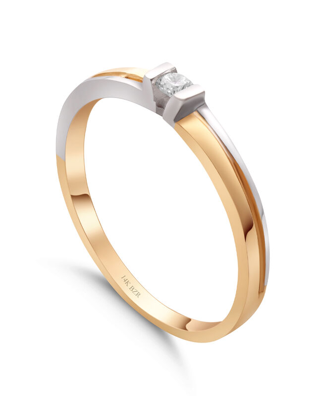 Anillo De Compromiso Solitario De Oro Amarillo ... image number null