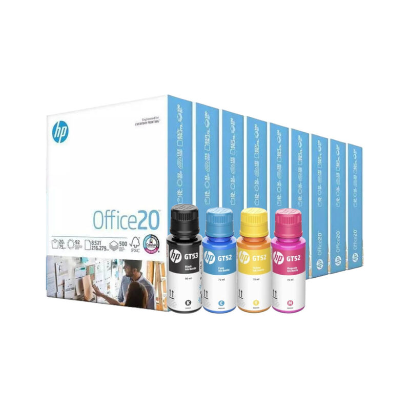 4 Tintas HP 3xGT52 / 1xGT53 y 4500 hojas papel... image number null