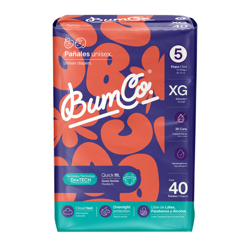 Pañales Bum Co Unisex Talla 5 XG 40 pañales image number null