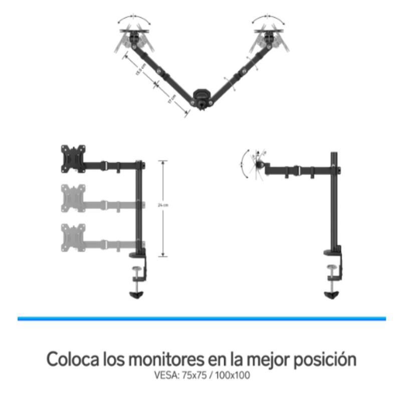 Soporte doble de escritorio para monitores de h... image number null