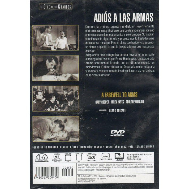 Adi&oacute;s A Las Armas [dvd] (1932) A Farewell To Ar... image number null