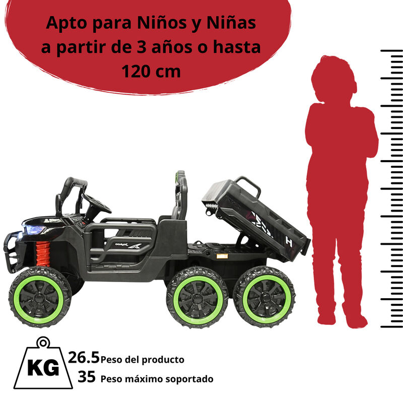 Montable El&eacute;ctrico para Ni&ntilde;os Tractor 6x6 Caja ... image number null