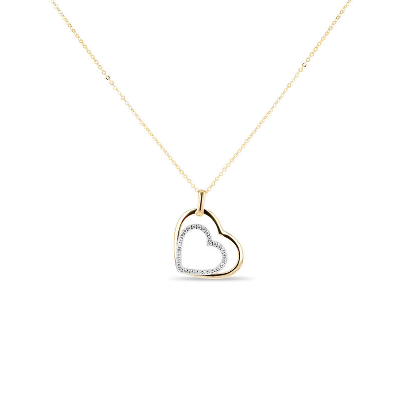 Dije Coraz&oacute;n Bicolor 10k Con Zirconias + Cadena... image number null
