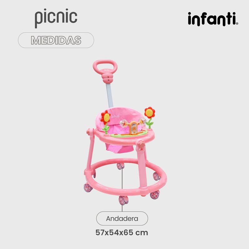 Andadera Picnic 3 En 1  Interactiva Rosa image number null
