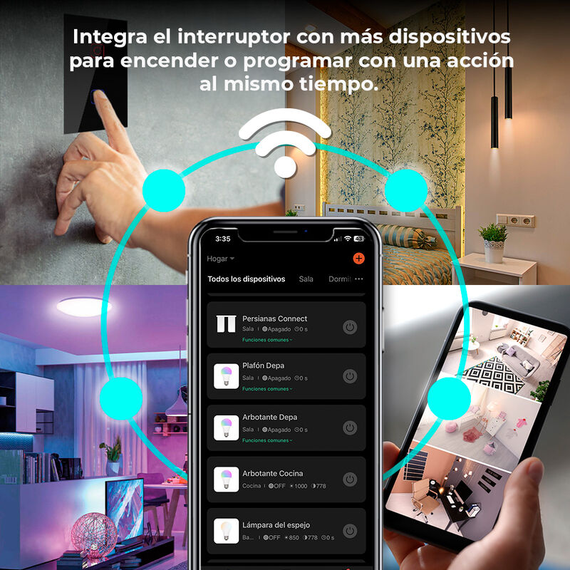 Apagador Inteligente Wi-Fi, 2 Botones T&aacute;ctiles,... image number null