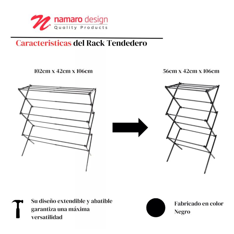 Rack Tendedero Extendible Y Abatible Lyon Namar... image number null