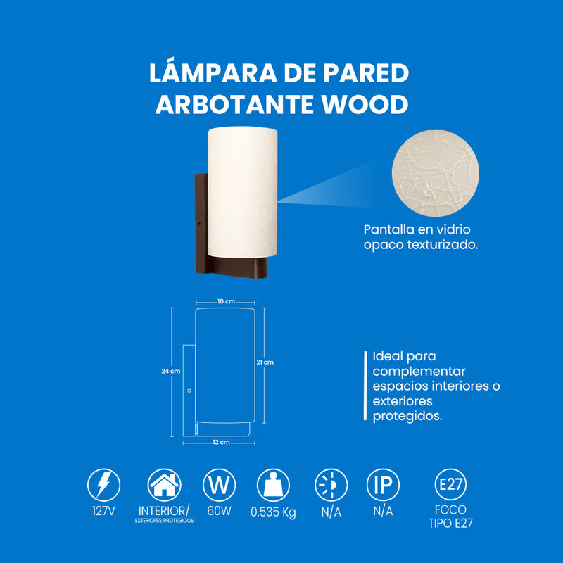 mil luces L&aacute;mpara de Pared Arbotante WOOD image number null