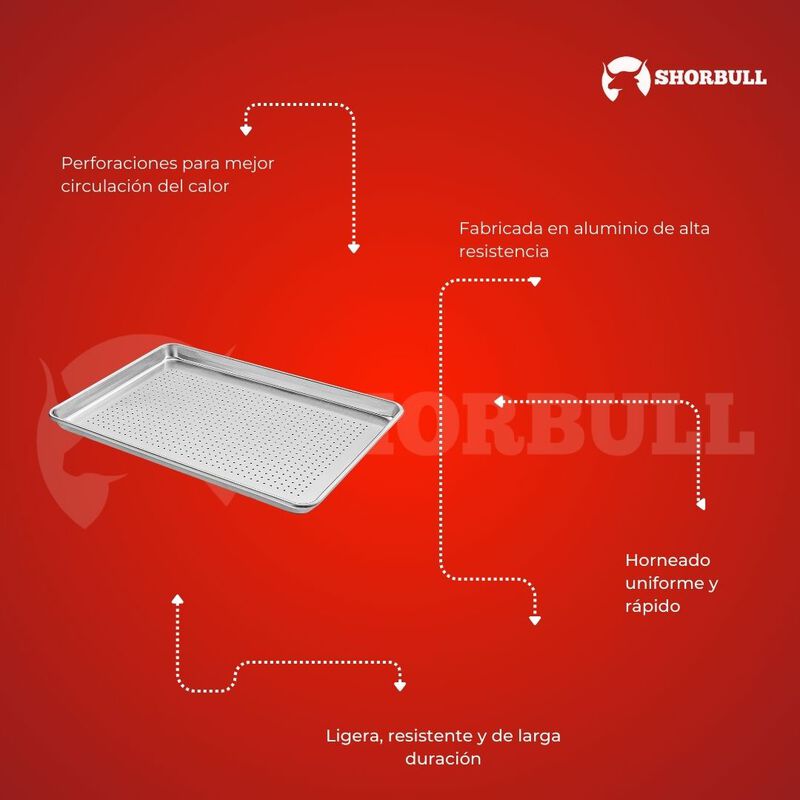 Kit de 5 Charolas Shorbull Perforada De Alumini... image number null