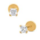 Broqueles De Oro Amarillo 14k Con Zirconias