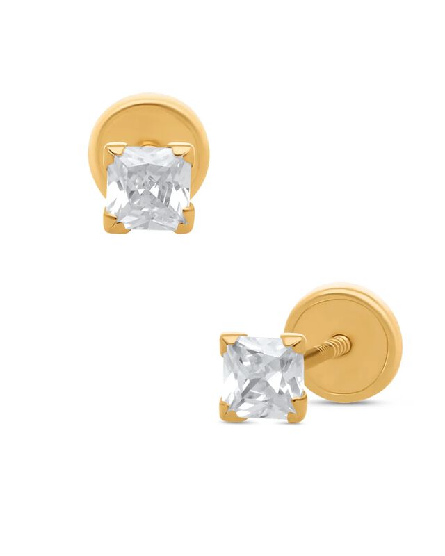Broqueles De Oro Amarillo 14k Con Zirconias image number null