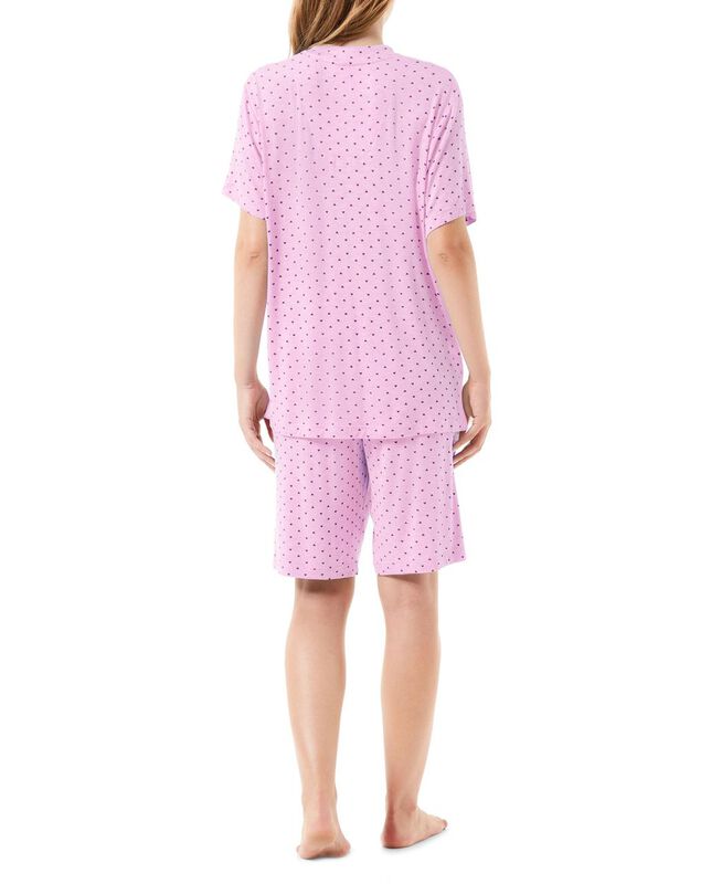 Pijama Corto con Estampado de Corazones Rosa image number null
