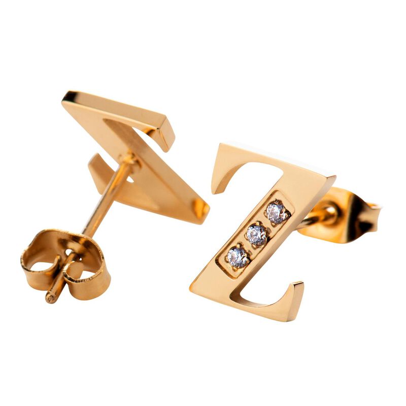 Aretes Mujer Inicial Letras Ba&ntilde;o Oro 18k Zircon... image number null