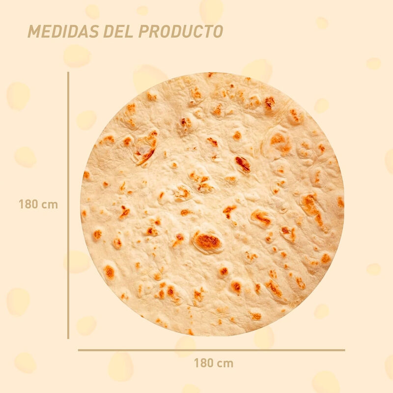 Cobija Redonda Tipo Tortilla 180 Cm, Franela Su... image number null
