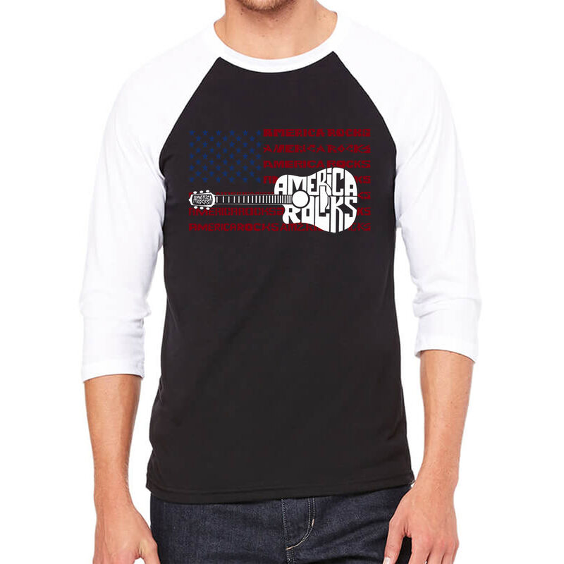 Camiseta Ragl&aacute;n de B&eacute;isbol Word Art Para Hombre... image number null