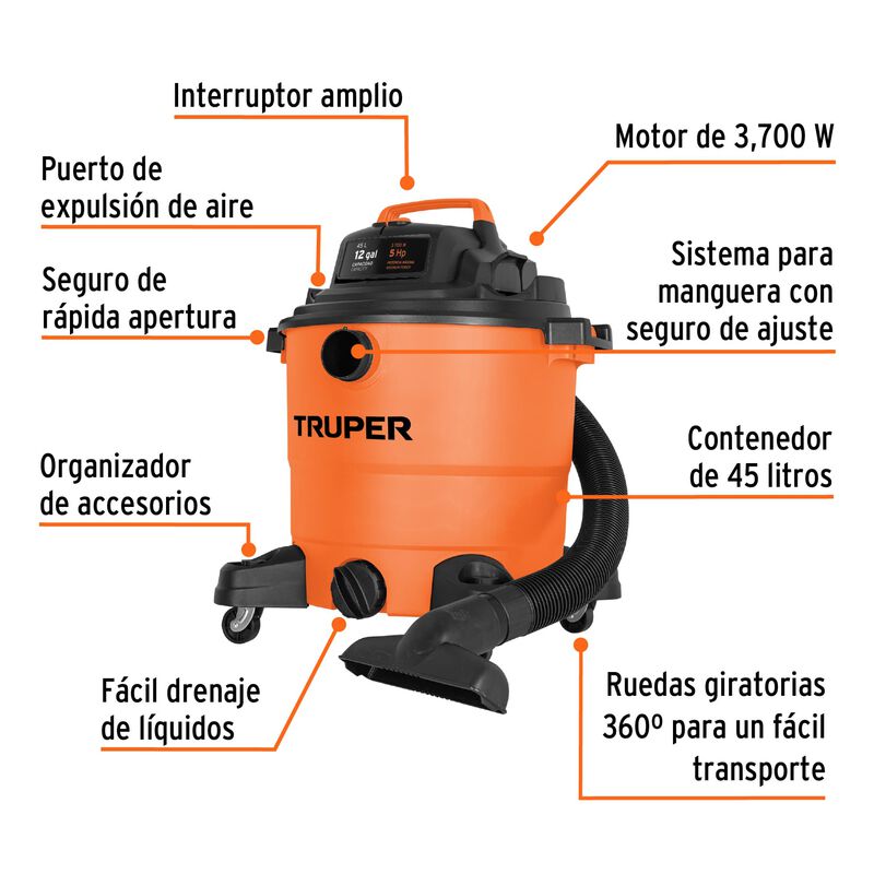 Aspiradora de Sólidos y Líquidos de 12 Gal Plás... image number null