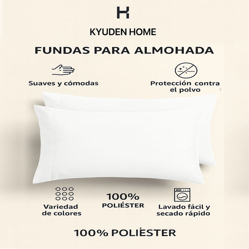 Fundas de Almohada Suaves y Duraderas Blanco Ky... image number null