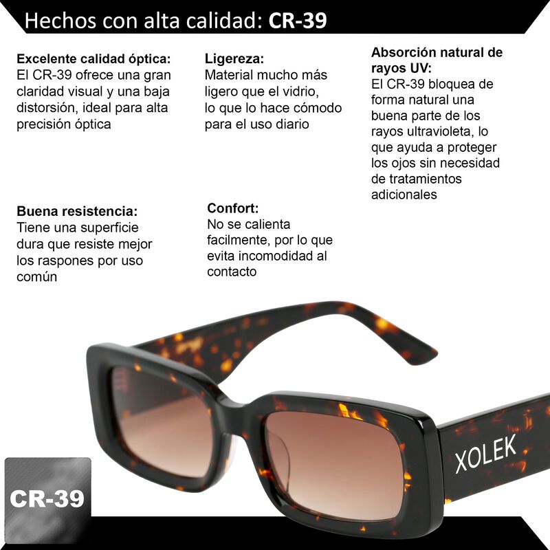Lentes De Sol Xolek 109 Acetato Cr39 Rectangula... image number null