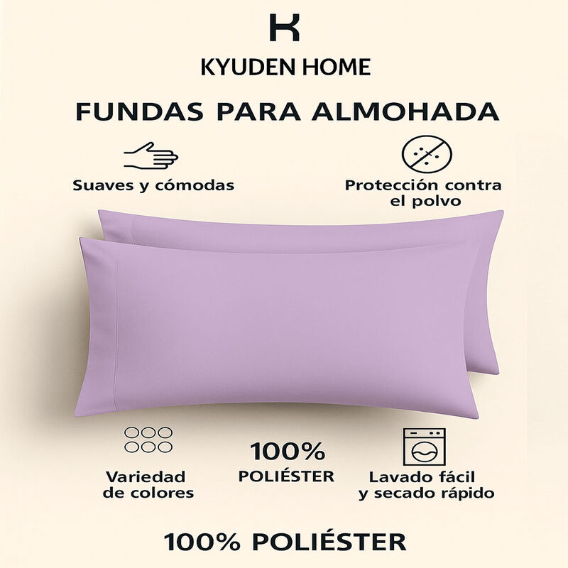 Fundas de Almohada Suaves y Duraderas Lavanda K... image number null