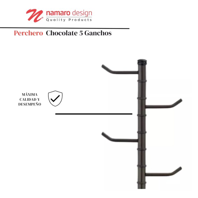 Perchero Chocolate 5 Ganchos Namaro Design image number null