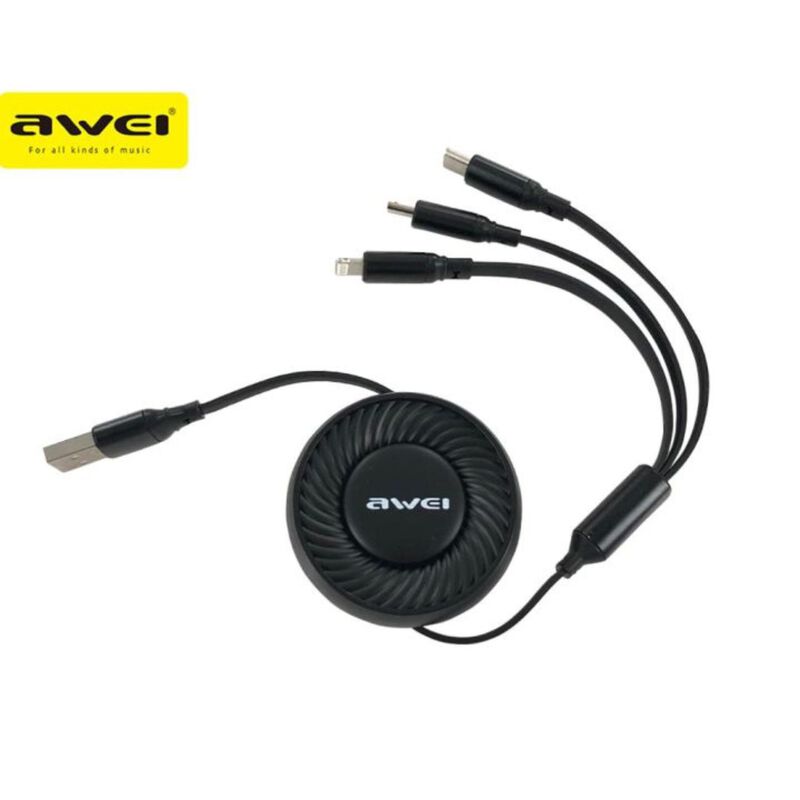 Awei Cl-136 Cable De Datos 3 En 1 (negro) image number null