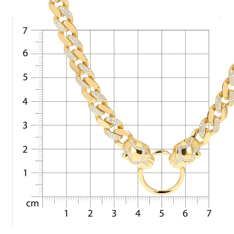 Gargantilla De Jaguar De Oro Amarillo 14K Con Z... image number null