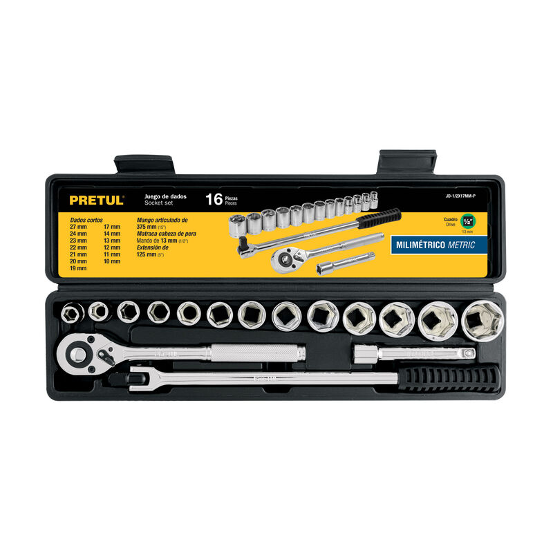 Juego de 16 Herramientas 1/2' Mm para Mec&aacute;nico ... image number null