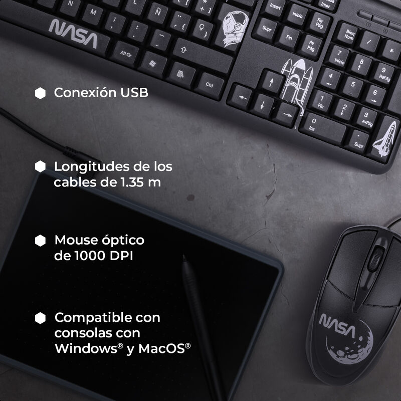 TechZone Teclado QWERTY en Espa&ntilde;ol y Mouse al&aacute;m... image number null