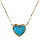 Collar LuckyLy Nadia Ba&ntilde;o de Oro 14k con Piedras Naturales Cadena y Dije de Acero Inoxidable de Coraz&oacute;n