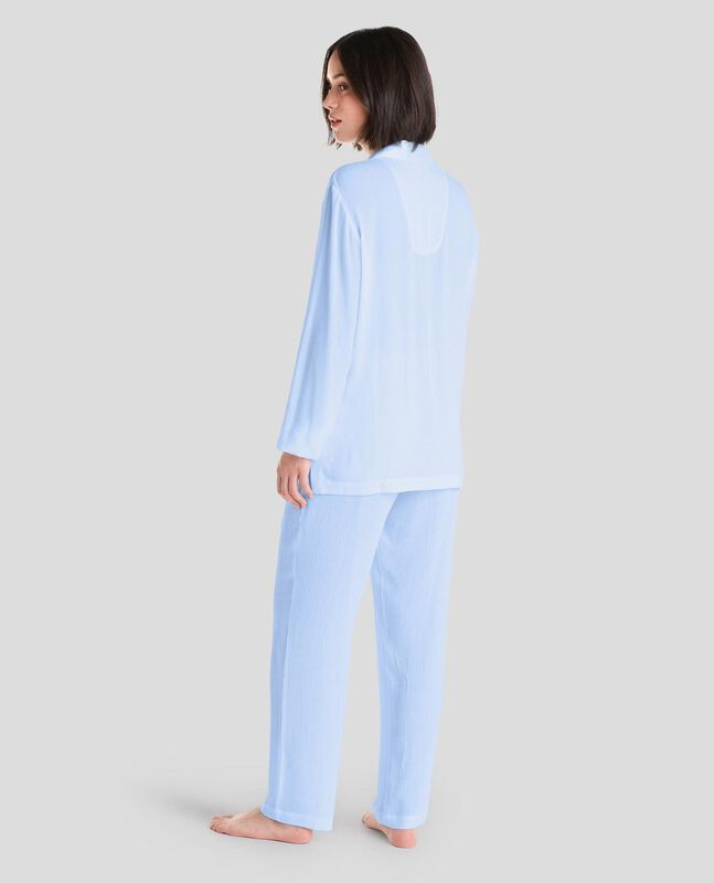 Pijama Largo Jacquard Celeste image number null