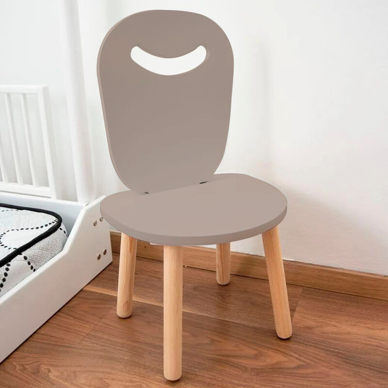 Silla Infantil Moderna de Madera Gris Oscura image number null