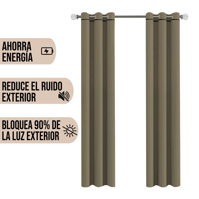 Cortinas Black Out Lisas Color Caqui Con Argoll... image number null