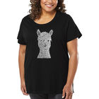 Camiseta De Talla Grande Word Art Para Mujer - Alpaca- Negro