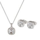 Set de Joyería Cleo LuckyLy  Juego de Collar y Aretes para Mujer Baño de Oro 14k o Color Plata con Zirconia Cúbica