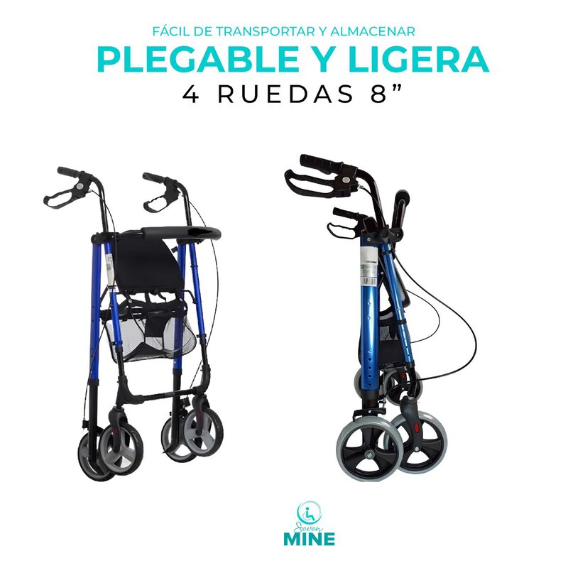 Andadera Rollator Sc-777 Azul Plegable Y Ajusta... image number null