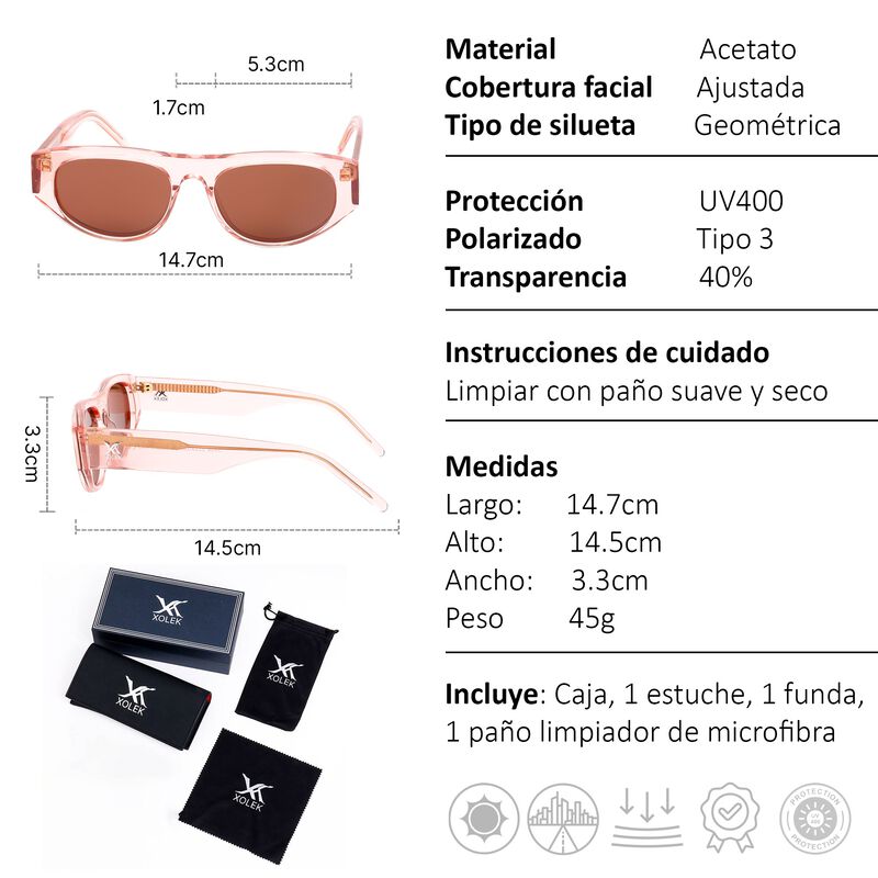 Lentes De Sol Xolek 106 Moda Acetato Retro Uv P... image number null