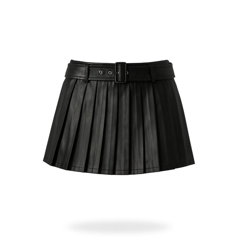 Falda tableada vinipiel con short image number null