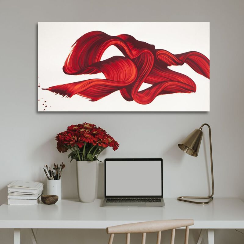 Cuadro Decorativo Impreso 40x60cm Ondas Rojas image number null