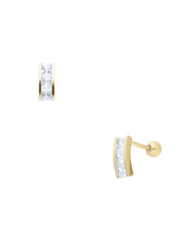 Broqueles De Oro Amarillo De 14k Con Zirconia image number null
