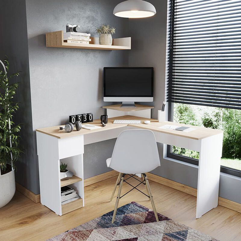 Escritorio en L Kansas, Dise&ntilde;o Esquinero, Orden... image number null